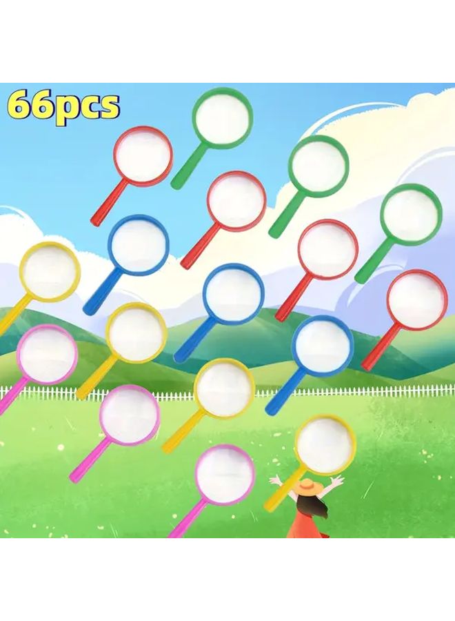 66pcs Colorful Mini Handheld Magnifying Glasses For Science Reading And Crafts - Image 1